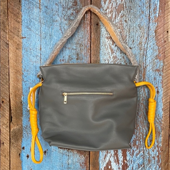 Hynes Victory Drawstring Bucket Gray Shoulder Bag - Picture 7 of 8